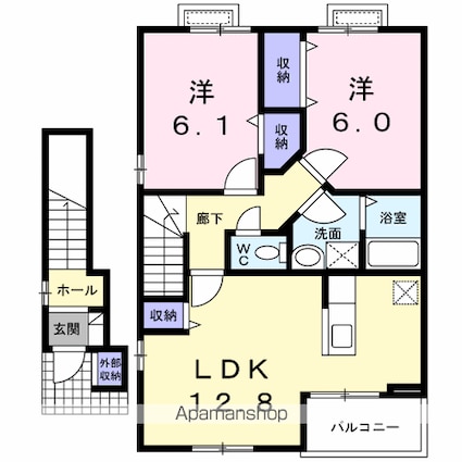 長野県安曇野市明科光[2LDK/62.32m2]の間取図