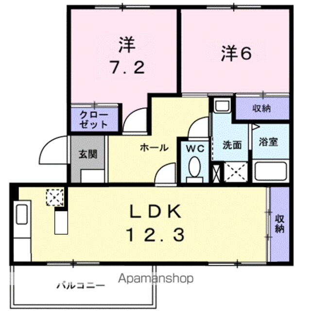 プレージオビワコ[2LDK/67.36m2]の間取図