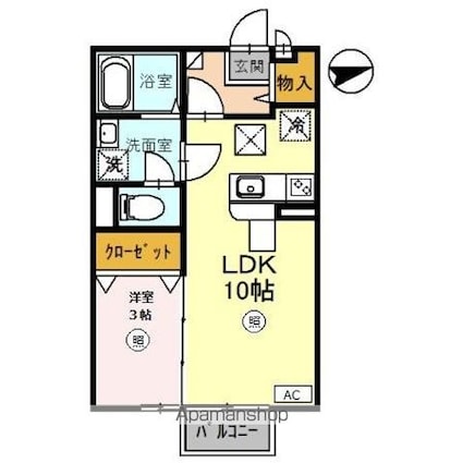 メゾン糺　Ｂ[1LDK/33.4m2]の間取図