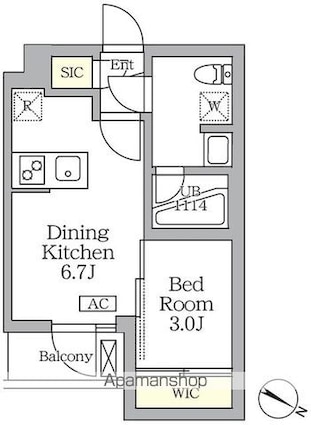東京都世田谷区三宿１丁目[1DK/26.01m2]の間取図