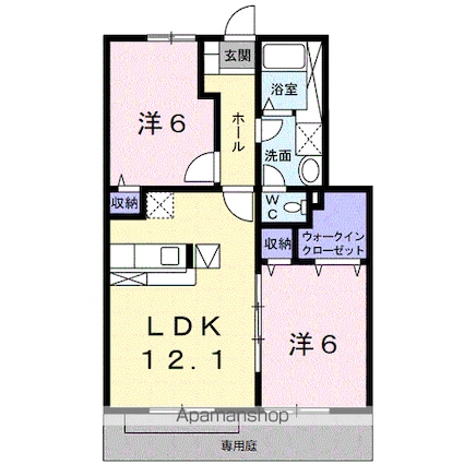 ソレアード・パレⅡ[2LDK/55.58m2]の間取図