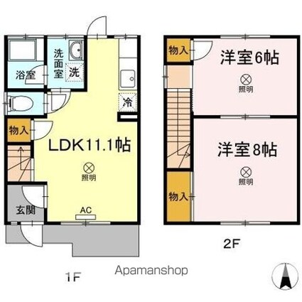 ファミーユロータス[2LDK/57.94m2]の間取図