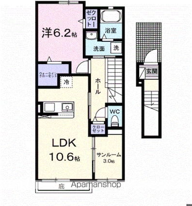 モルゲンロートＫ[1LDK/51.64m2]の間取図