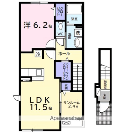 エアリーＢ[1LDK/50.96m2]の間取図