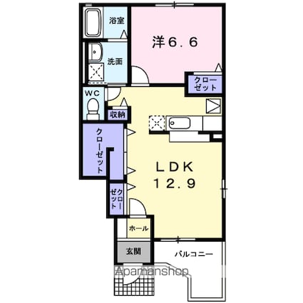 ナリッシュ[1LDK/49.43m2]の間取図