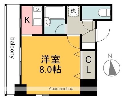 ハートランド舟入中町[1K/26.46m2]の間取図