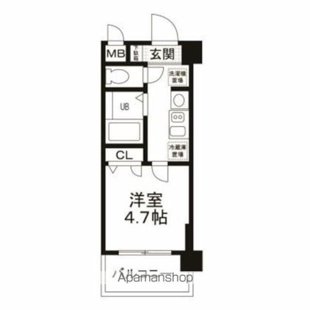 カテリーナ市ヶ谷[1K/18.68m2]の間取図
