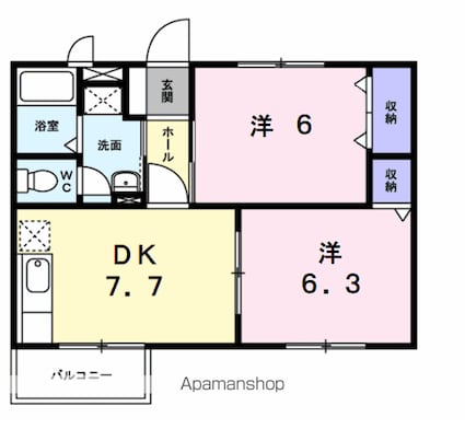 エスポワールＡ[2DK/47.59m2]の間取図