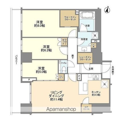 ブランズ本郷[3LDK/85.39m2]の間取図