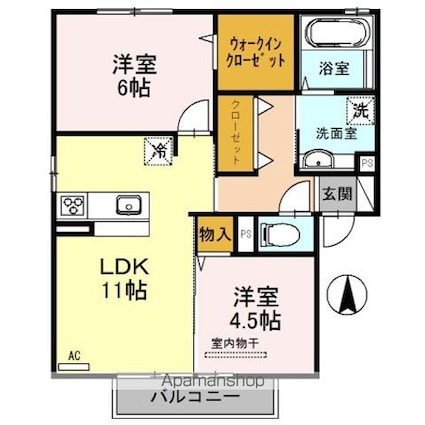 アミュレット　Ａ棟[2LDK/55.44m2]の間取図
