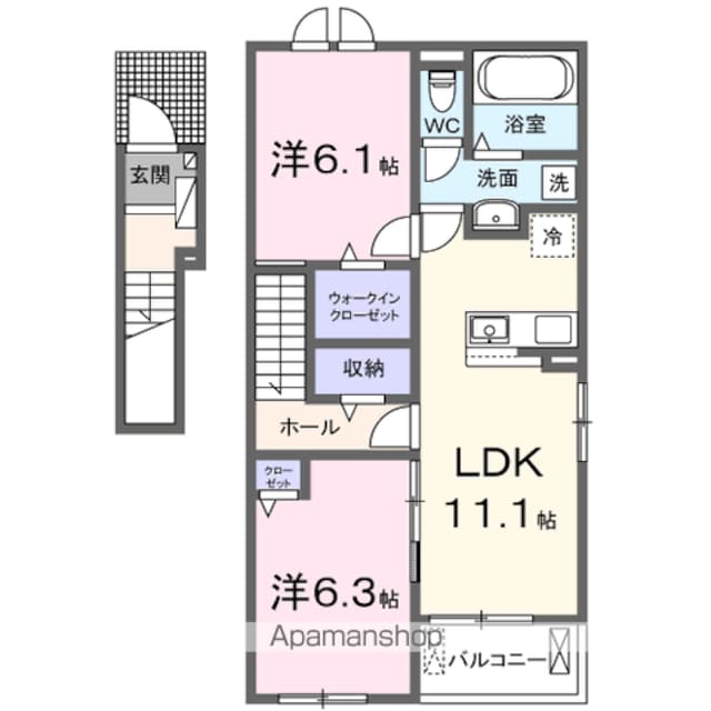 ベルジークⅠ[2LDK/58.57m2]の間取図