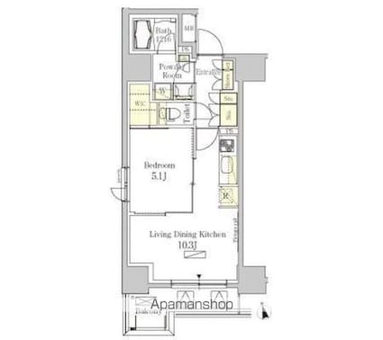 パークアクシス秋葉原Ｅａｓｔ[1LDK/40.19m2]の間取図