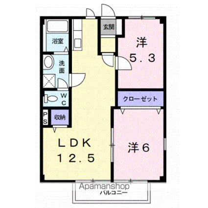 アシュレ有家[2LDK/52.17m2]の間取図