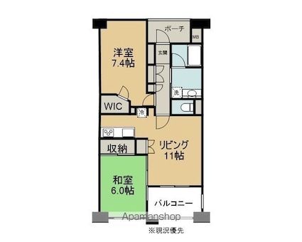 クレア住吉[2LDK/60.3m2]の間取図