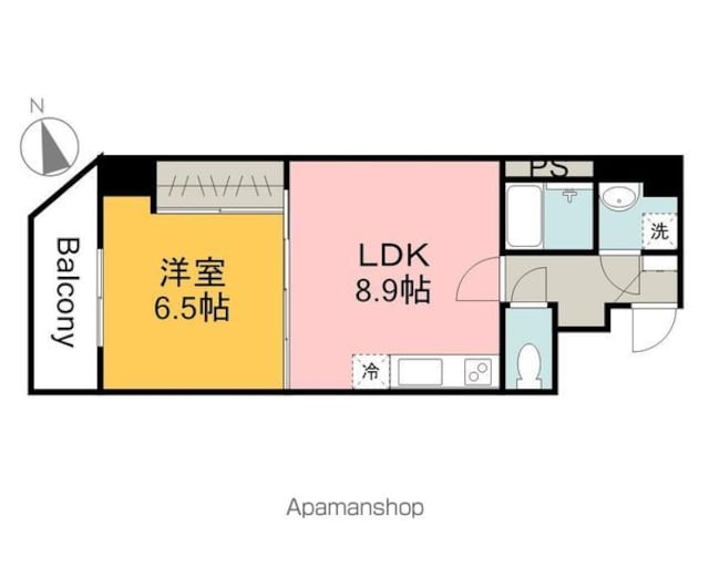 八丁堀ｉＢＬＤ[1LDK/38.19m2]の間取図