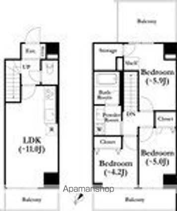 ロイジェント上野桜木[3SLDK/68.2m2]の間取図