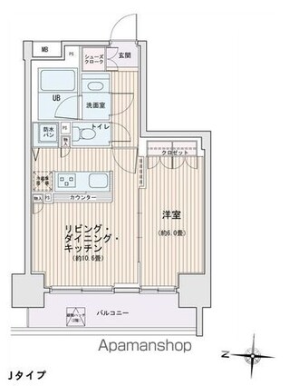 エスティメゾン錦糸町Ⅱ[1LDK/41.02m2]の間取図