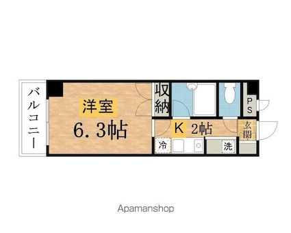 ビレッジコア八王子[1K/21.06m2]の間取図