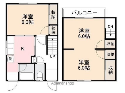 上天神町借家[3DK/58.65m2]の間取図