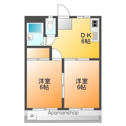 ハイツプランタン[2DK/37.8m2]の間取図