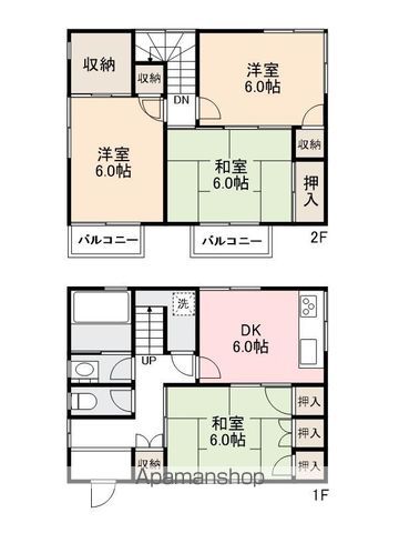 高松琴平電鉄長尾線 長尾駅 徒歩7分 2階建 築44年の間取り写真