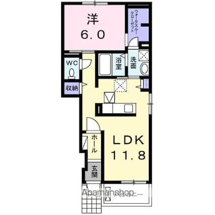 パレス堅田[1LDK/45.33m2]の間取図