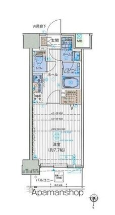オーキッドレジデンス森下[1K/25.78m2]の間取図
