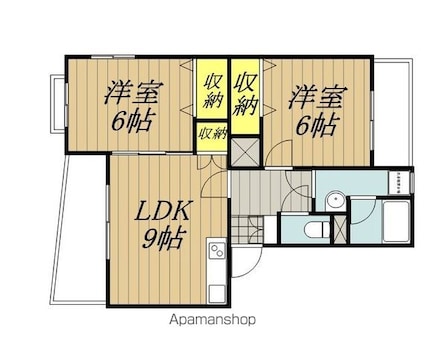 ガーデンハイム樗　３番館[2DK/53.94m2]の間取図