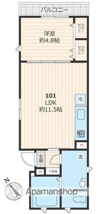 ｕｎ　ｂｅｌ　ｐｏｒｔｏ　ウンベルポルト[1LDK/39.61m2]の間取図
