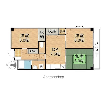 フランソア瀬田[3DK/60.99m2]の間取図