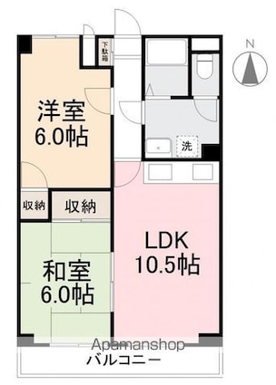 グローバル高松[2LDK/54m2]の間取図