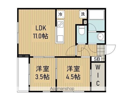 東京都杉並区阿佐谷南３丁目[2LDK/42.1m2]の間取図