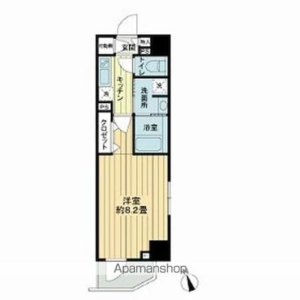 フレシア中目黒[1K/25.2m2]の間取図