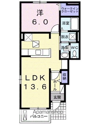 フォーリスト・パークⅢ[1LDK/46.06m2]の間取図