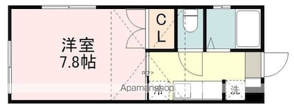 プリンスコート滝道[1K/22m2]の間取図