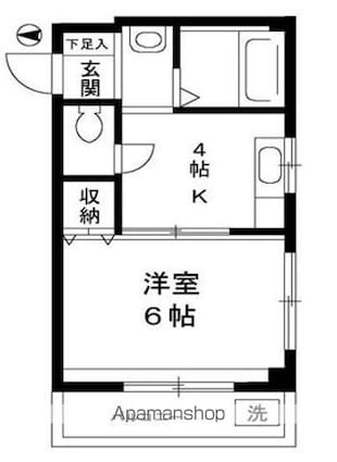 ハイツ　リバーランド[1K/22.68m2]の間取図
