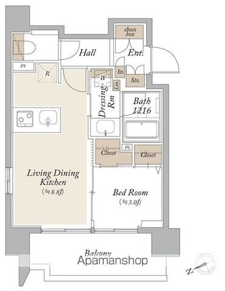 オーキッドレジデンス芝浦[1LDK/32.17m2]の間取図