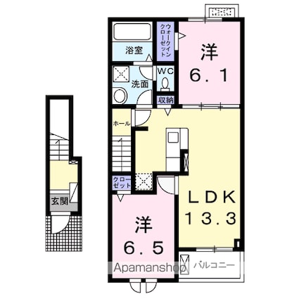 ピュアラピュタ[2LDK/59.55m2]の間取図