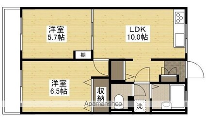 福本ビル[2LDK/48.6m2]の間取図