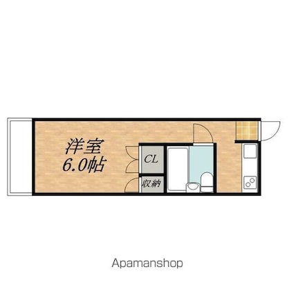 レジデンス城[1R/23.5m2]の間取図