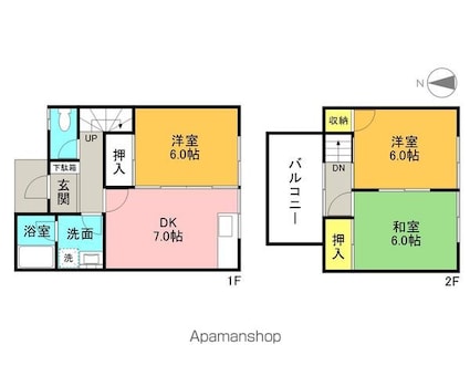 Ｃａｐ’ｓテラス[3DK/61.65m2]の間取図