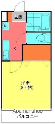 群馬県太田市宝町[1K/25.92m2]の間取図