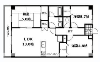 オレンジコート高松　[3LDK/66m2]の間取図