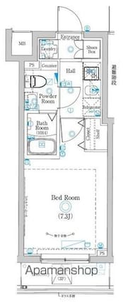 ラフィスタ品川戸越[1K/22.58m2]の間取図
