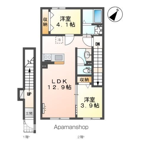 鶴ヶ島市脚折町 アパート工事の間取り写真