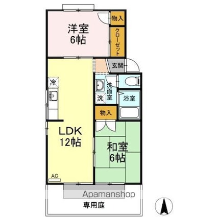 フレンドリー９１　Ｄ棟[2LDK/54.39m2]の間取図