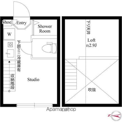 ハーモニーテラス上高井戸Ⅲ[1R/10.53m2]の間取図
