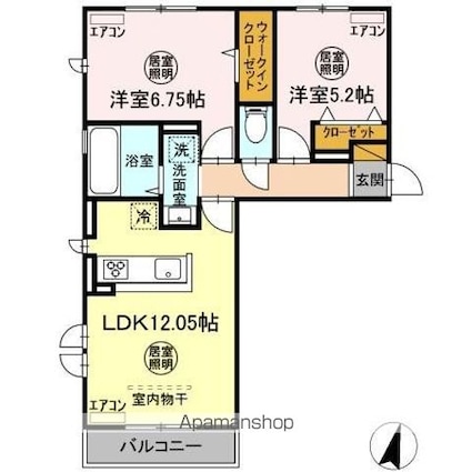 レイワンＡＢ[2LDK/53.77m2]の間取図