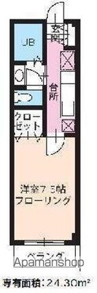 コーポマップ[1K/24.3m2]の間取図