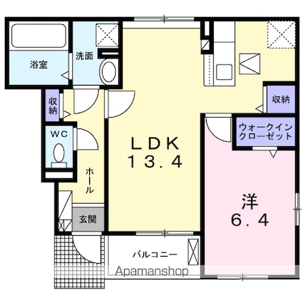アンソレイユ[1LDK/47.41m2]の間取図